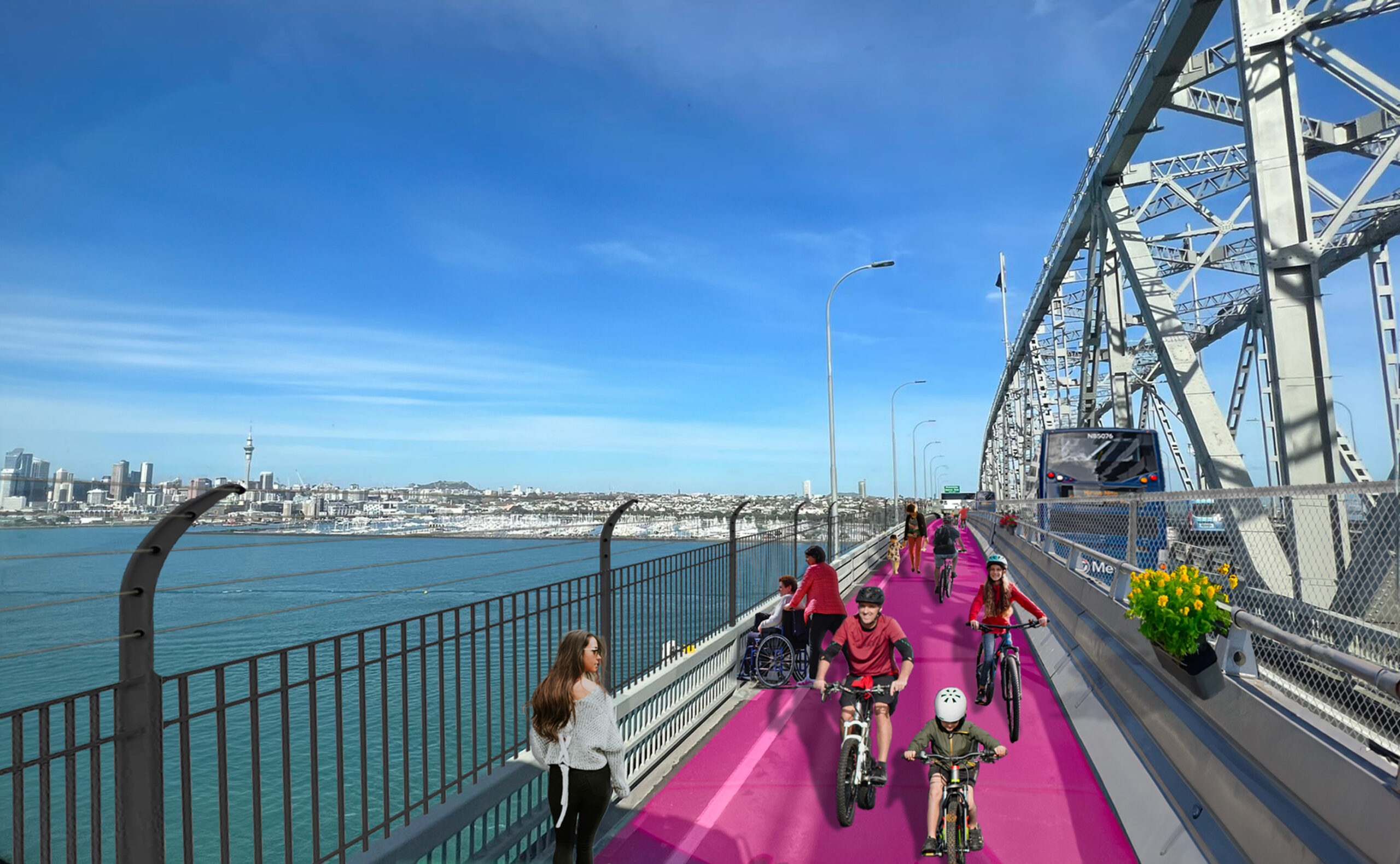An edited photo showing what a shared path over the Harbour could look like